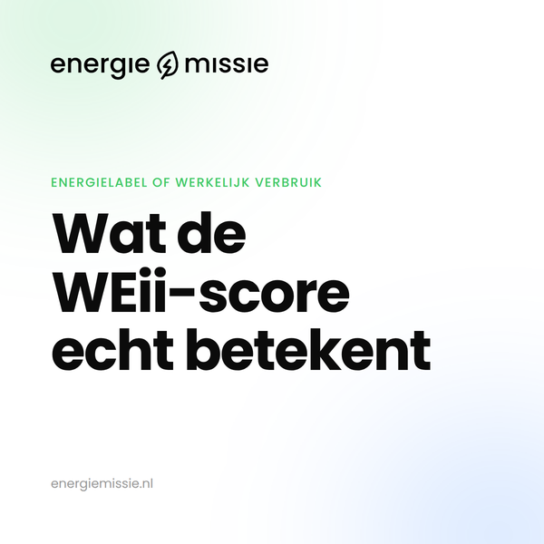 Kop Wat de WEii-score echt betekent, met daarboven Energielabel of werkelijk verbruik